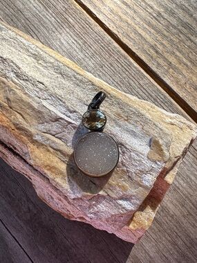 Sterling Silver Pendant with Citrine and Druzy